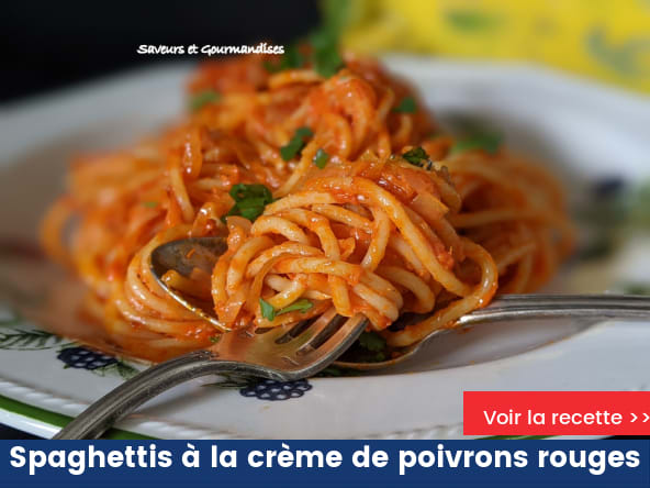 Spaghettis à la crème de poivrons rouges